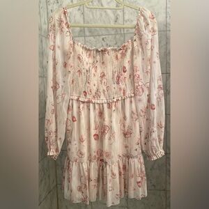 Aritzia Wilfred Babydoll Dress - pink and green